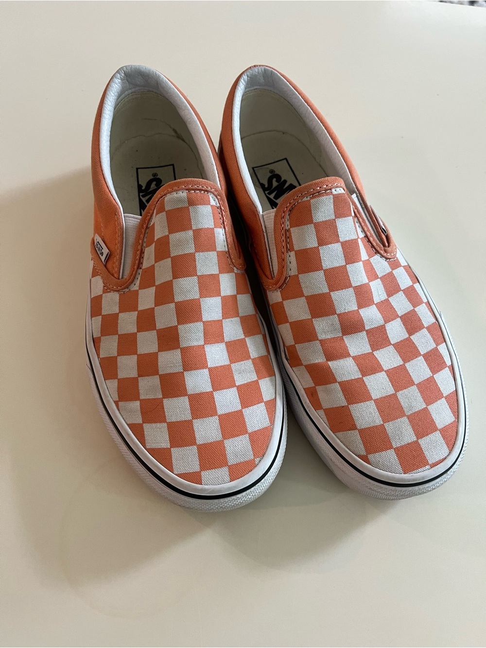 Vans Slip-On Checkerboard Sneakers - Orange & White